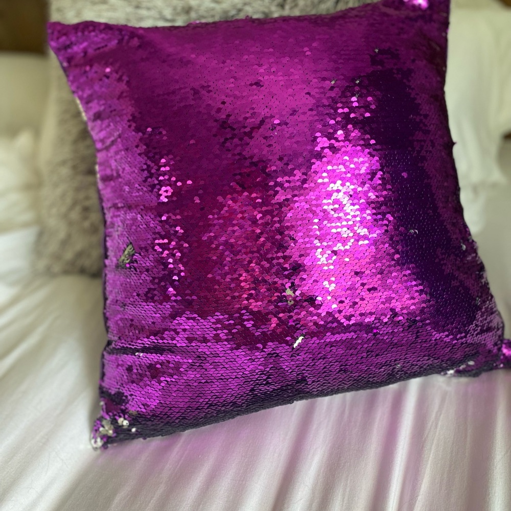 Younique Purple/Silver Sequin Pillow